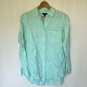 J.Crew Women Mint Green Linen Button-Down Shirt